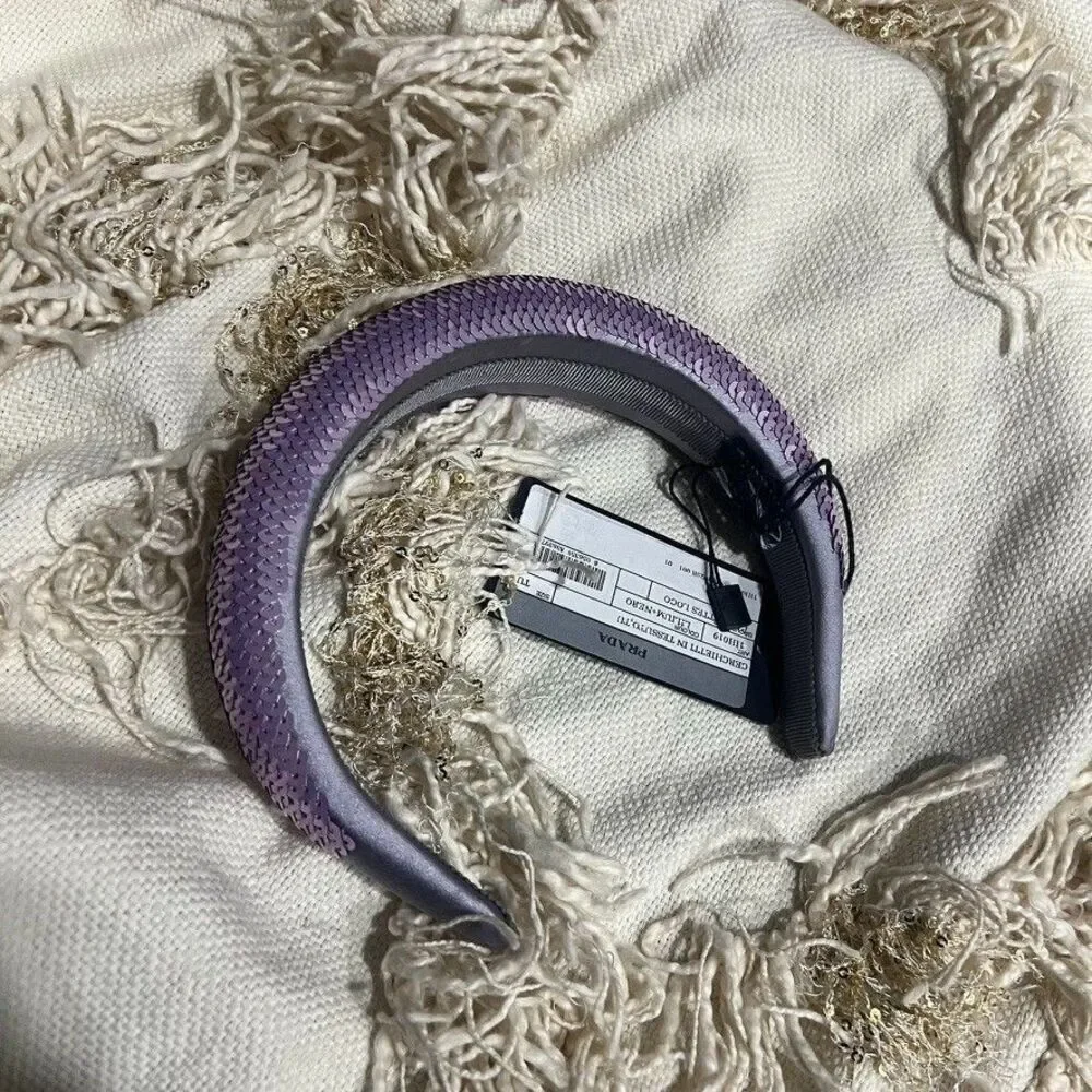 Prada Sequin Purple Logo Headband NEW